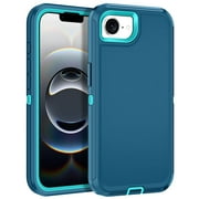 Petocase for iPhone 16e 5G Case,3-Layer Shockproof Military-Grade Protection Rugged Heavy Duty Durable Phone Cover Case for iPhone 16e 6.1 inch 2025,Turquoise